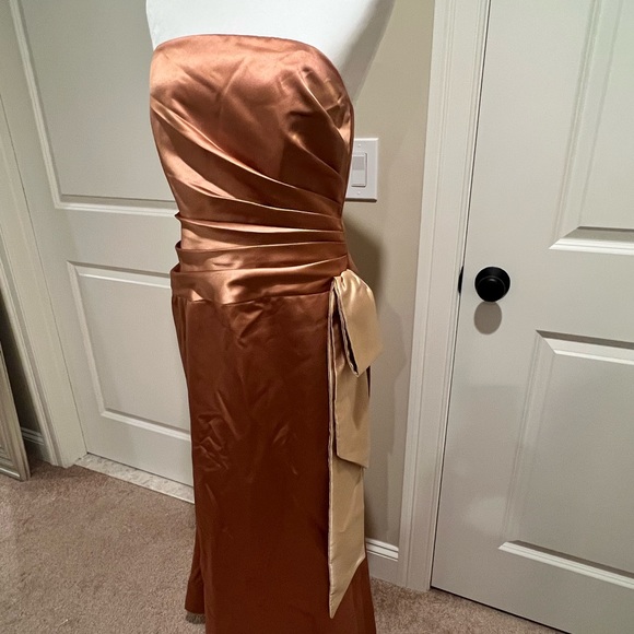 Dessy Gold Butterscotch Evening Bridesmaid’s Prom Dress sz 14 - Picture 8 of 13
